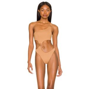 L*Space One-Shoulder Swimsuit in Camel
